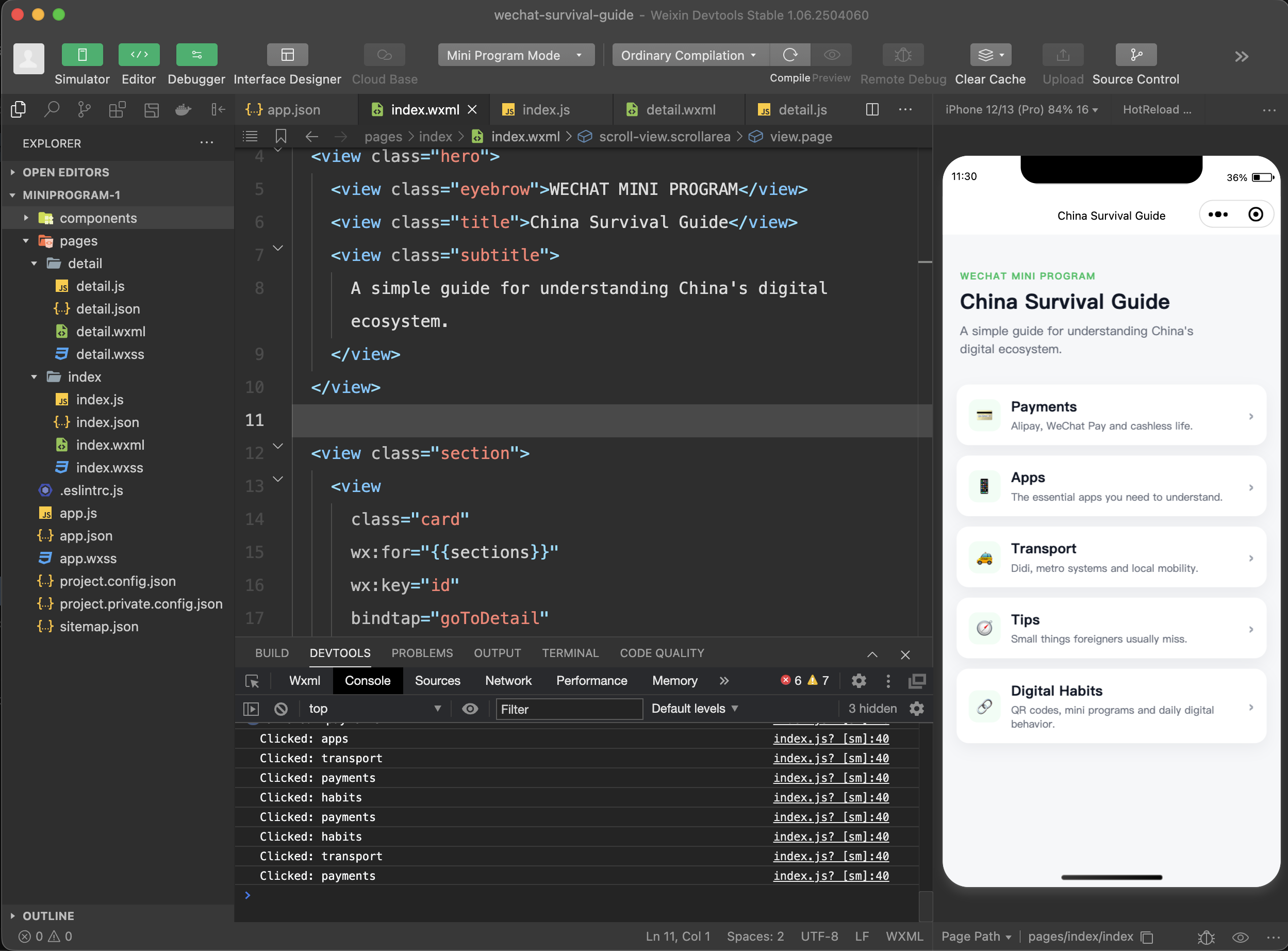 Weixin Devtools — IDE oficial con simulador integrado